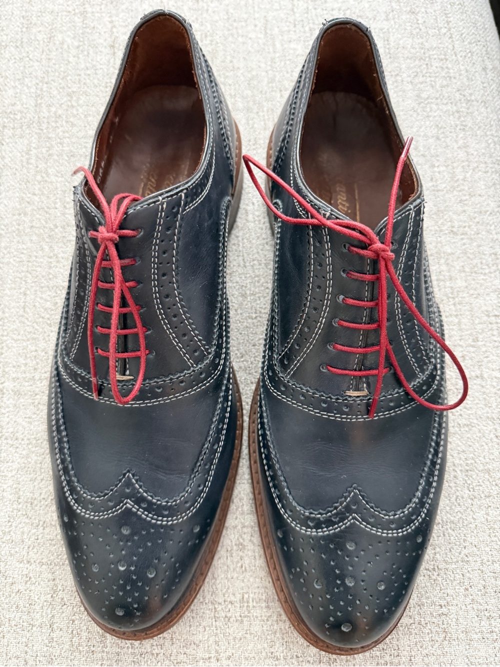 ALLEN EDMONDS Neumok 4065 Lace Up Burnished Blue Nubuck Leather Wingtip size 9